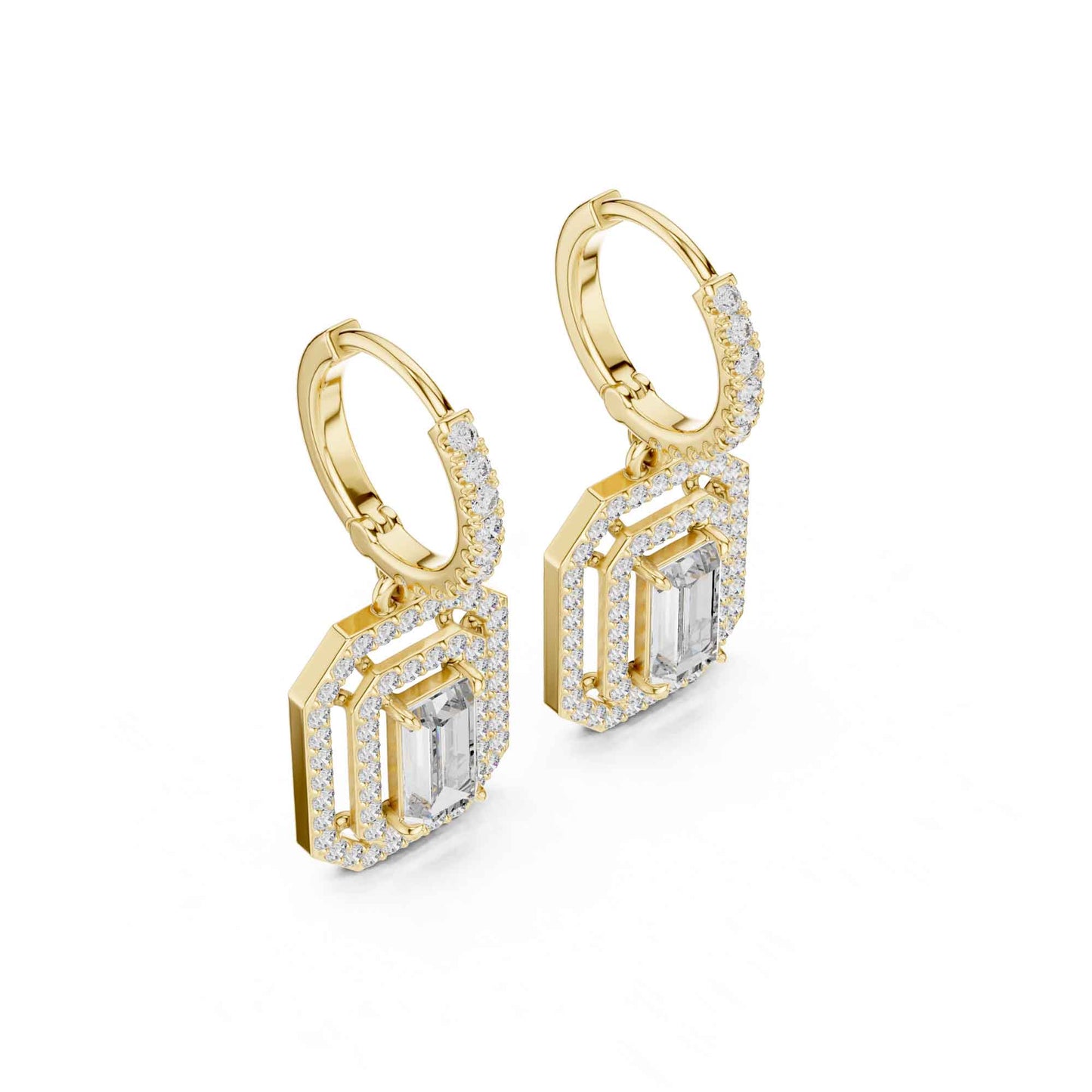 Emerald Cut Lab Grown Diamond Geometric Drop & Dangle Earrings