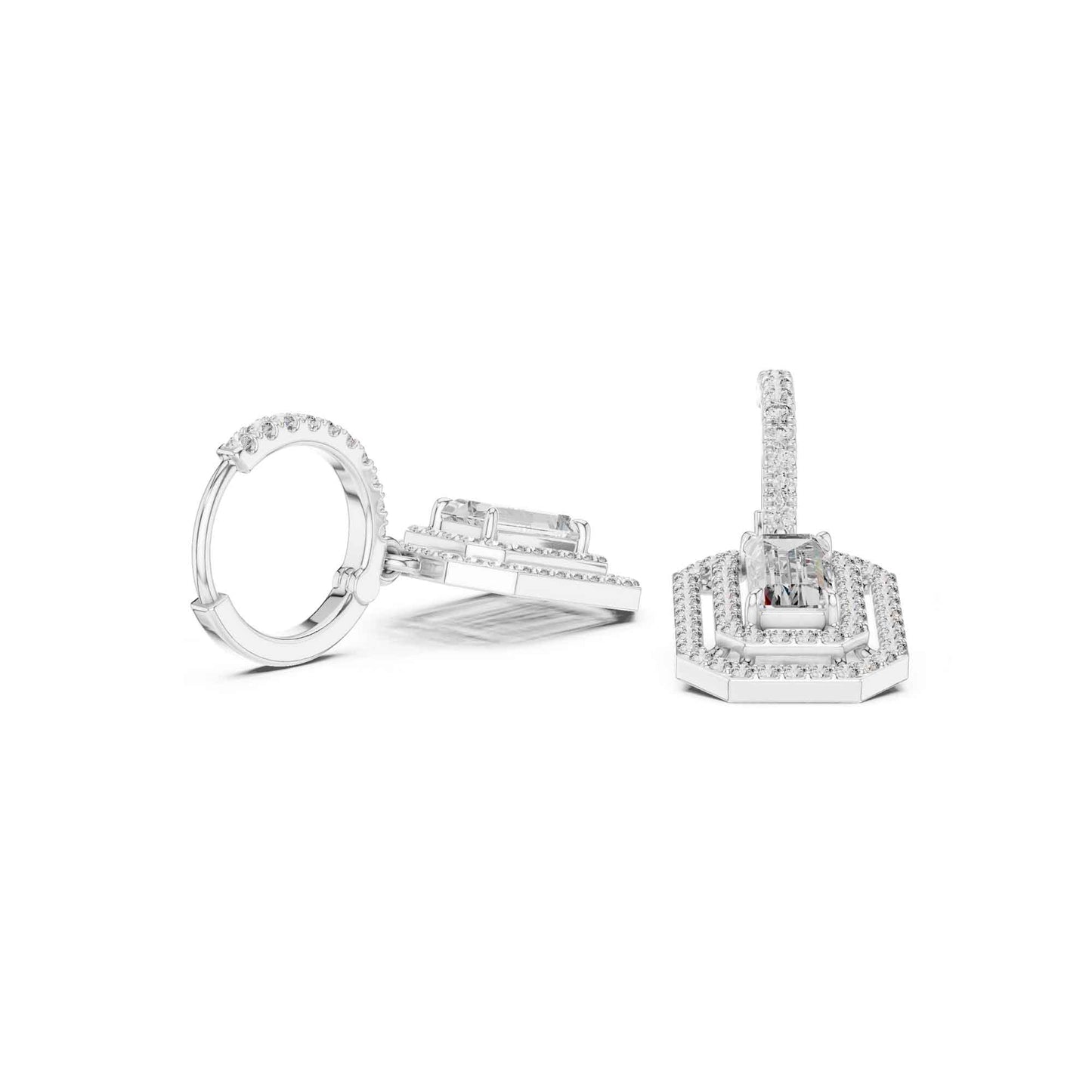 Emerald Cut Lab Grown Diamond Geometric Drop & Dangle Earrings