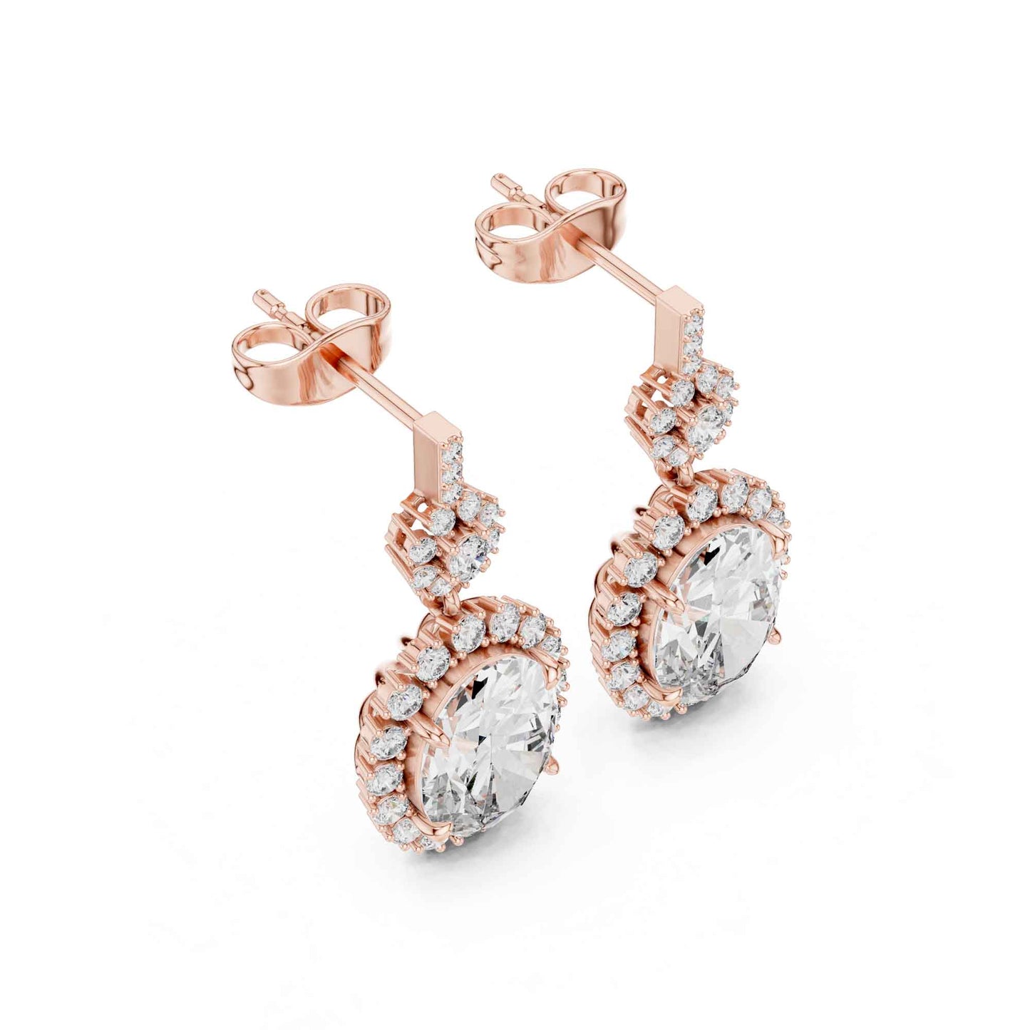 Oval Cut Lab Grown Diamond Halo Drop & Dangle Earrings