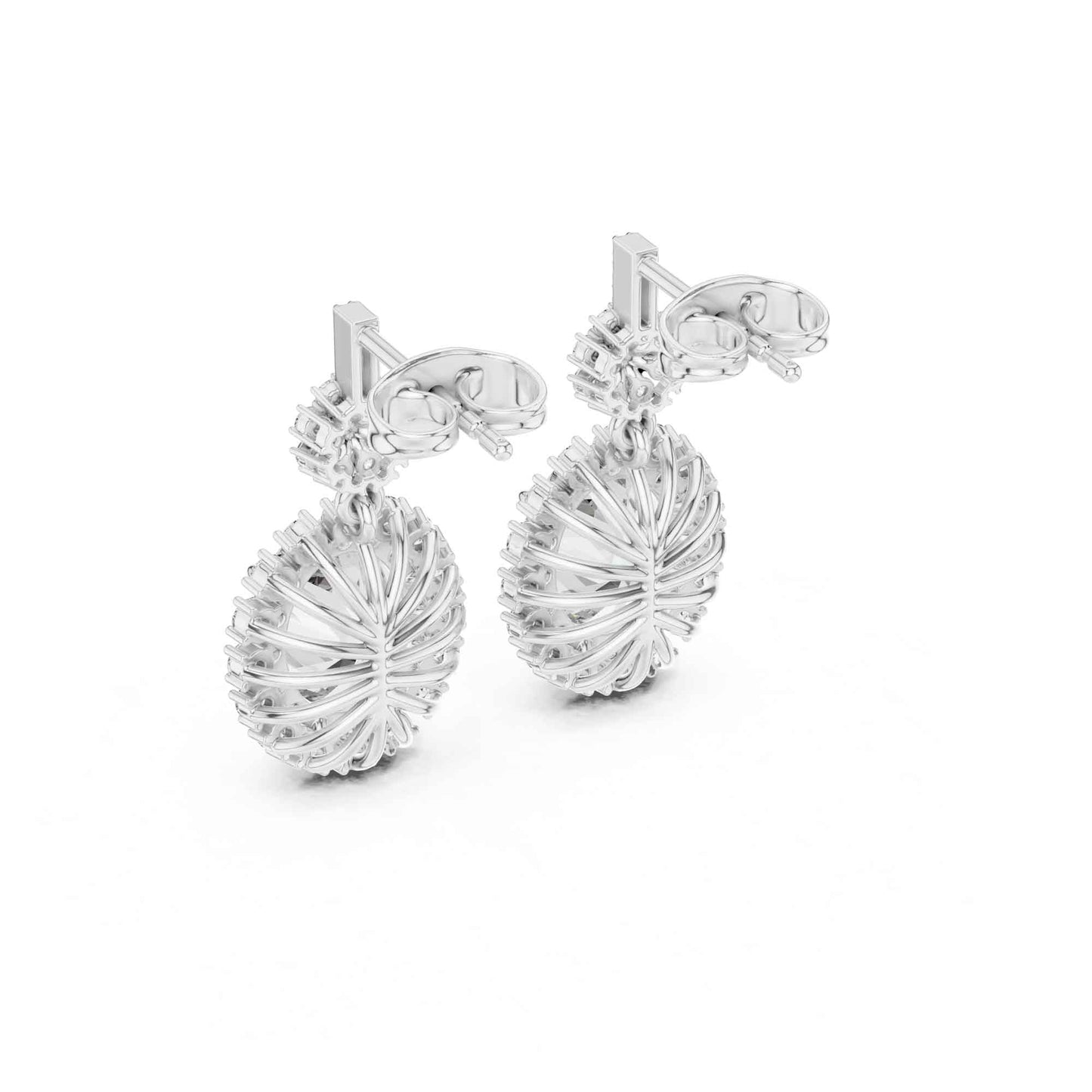 Oval Cut Lab Grown Diamond Halo Drop & Dangle Earrings