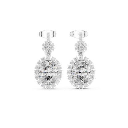 Oval Cut Lab Grown Diamond Halo Drop & Dangle Earrings