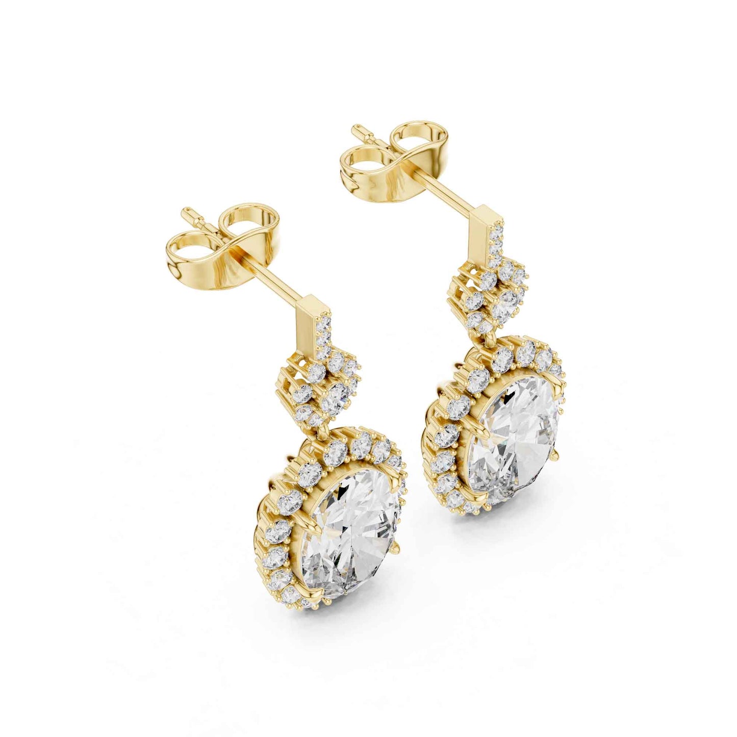 Oval Cut Lab Grown Diamond Halo Drop & Dangle Earrings