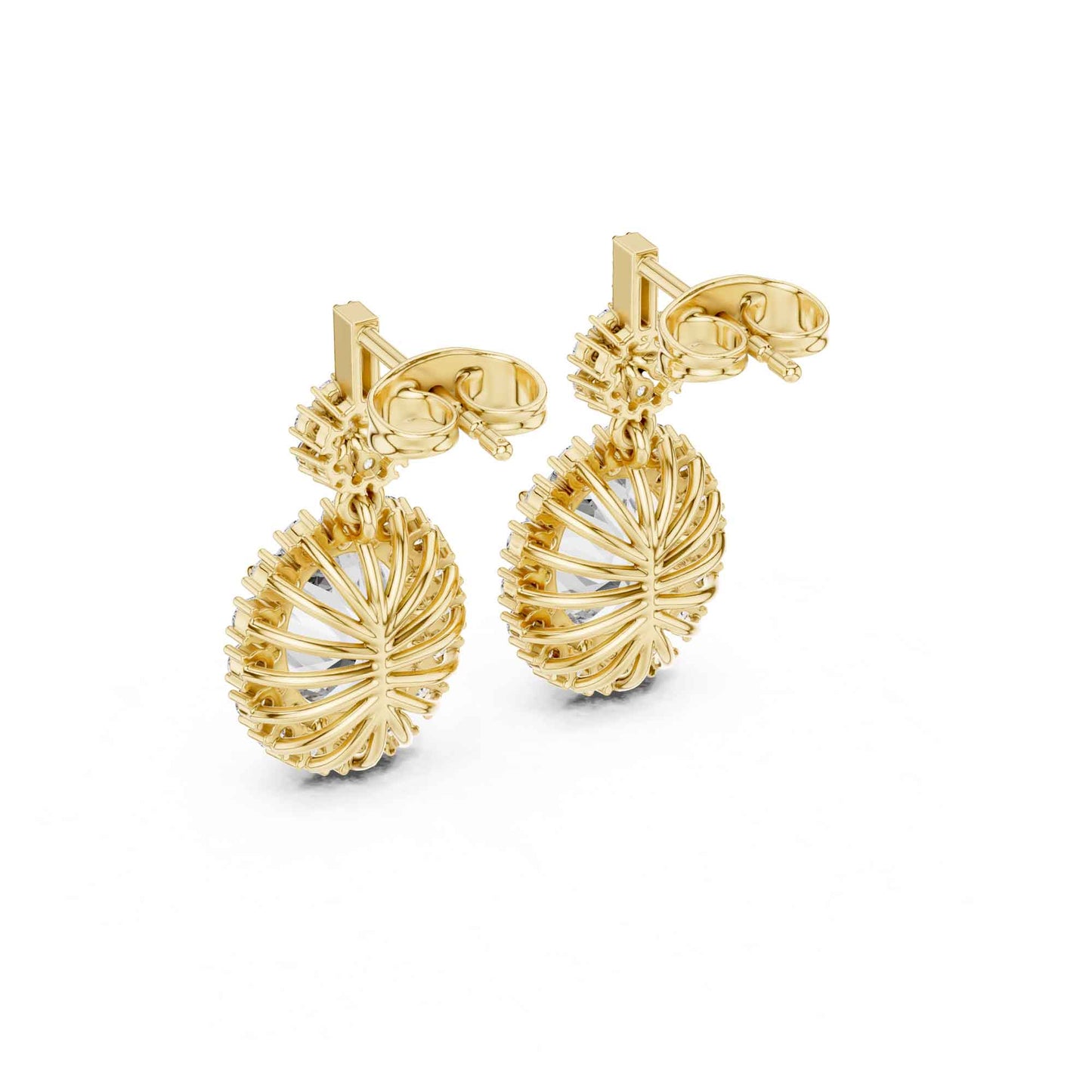 Oval Cut Lab Grown Diamond Halo Drop & Dangle Earrings
