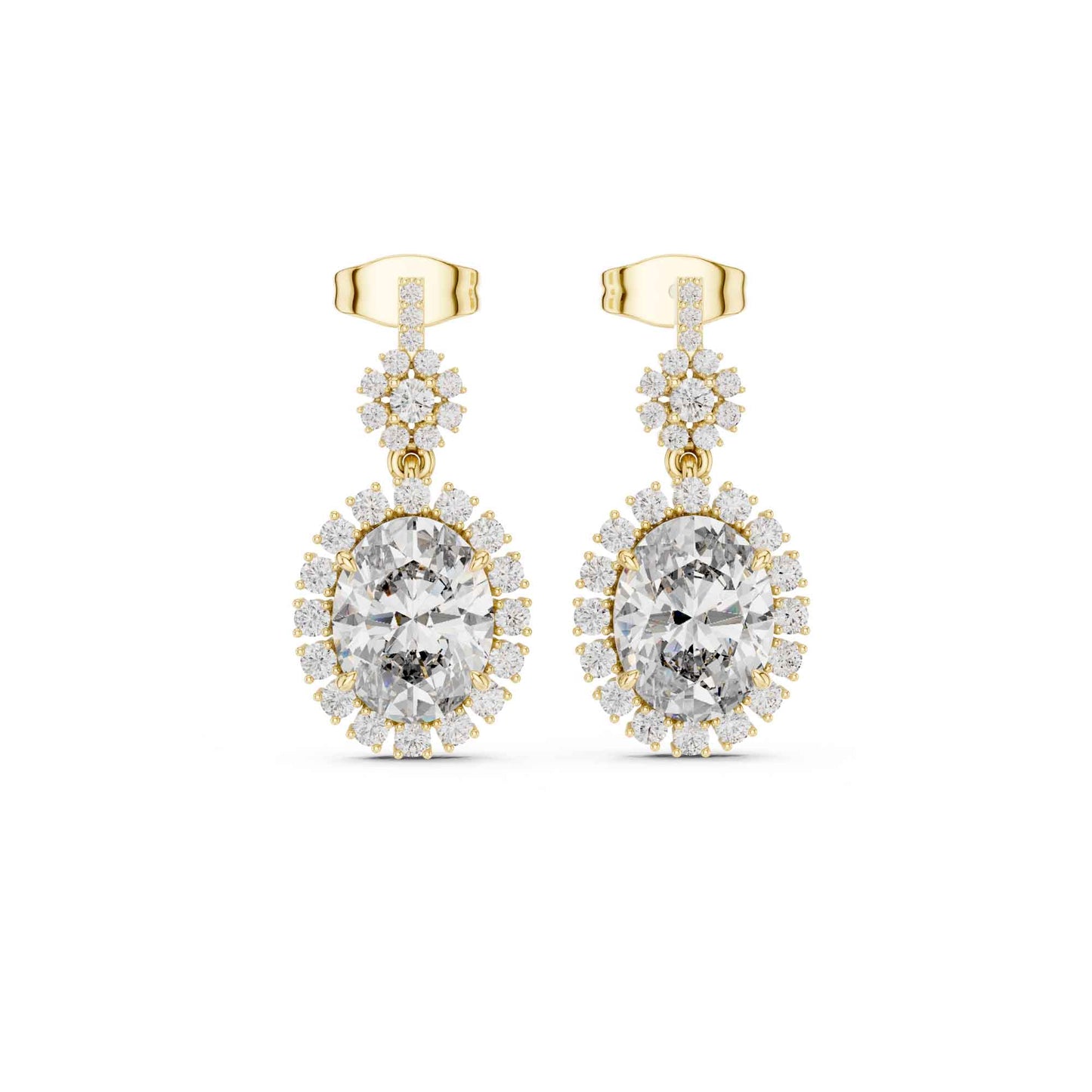 Oval Cut Lab Grown Diamond Halo Drop & Dangle Earrings