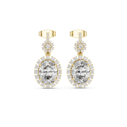 Oval Cut Lab Grown Diamond Halo Drop & Dangle Earrings