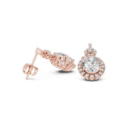 Oval Cut Lab Grown Diamond Halo Drop & Dangle Earrings