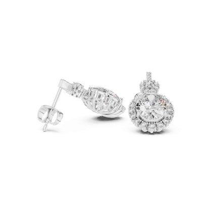 Oval Cut Lab Grown Diamond Halo Drop & Dangle Earrings