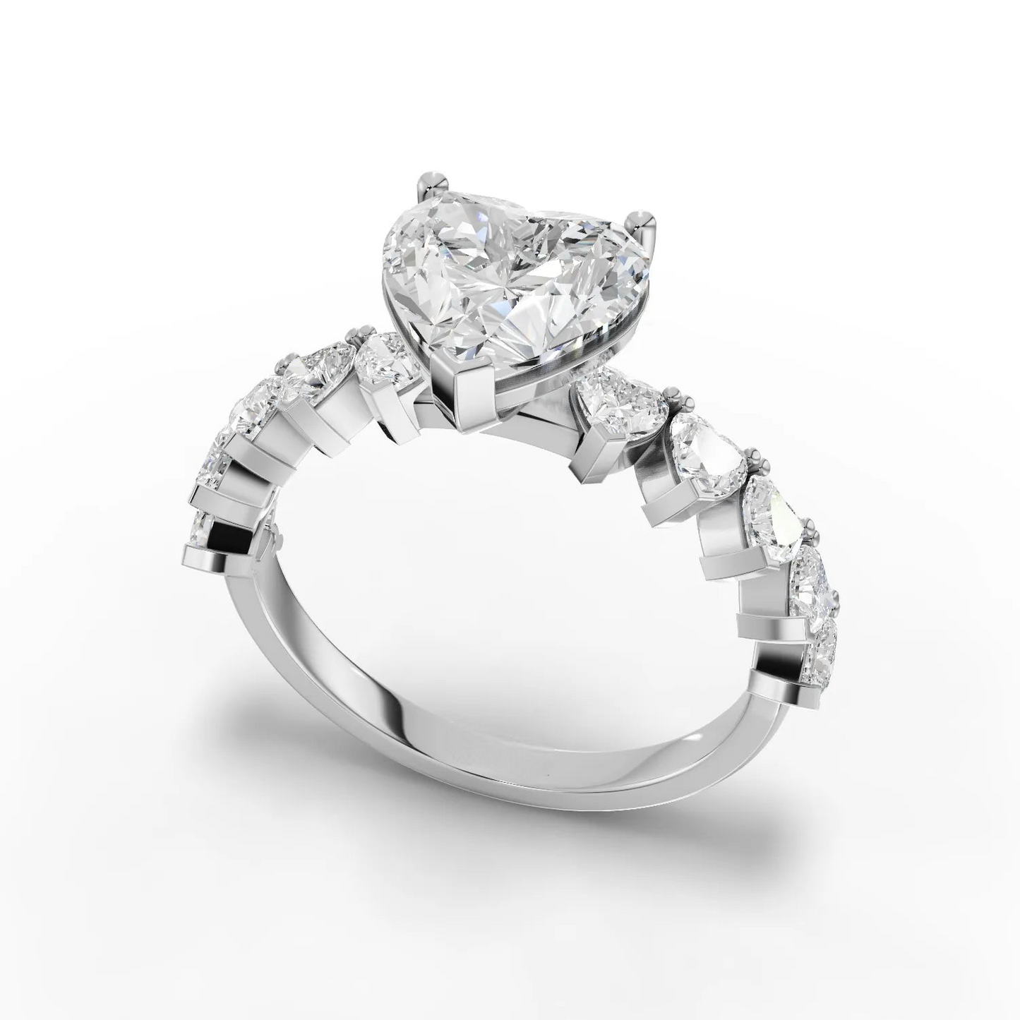 2 Carat Center Heart Cut Moissanite Diamond Engagement Ring
