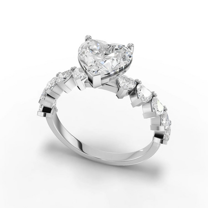 2 Carat Center Heart Cut Moissanite Diamond Engagement Ring
