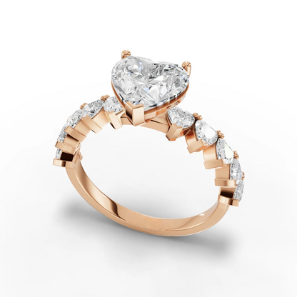 2 Carat Center Heart Cut Moissanite Diamond Engagement Ring