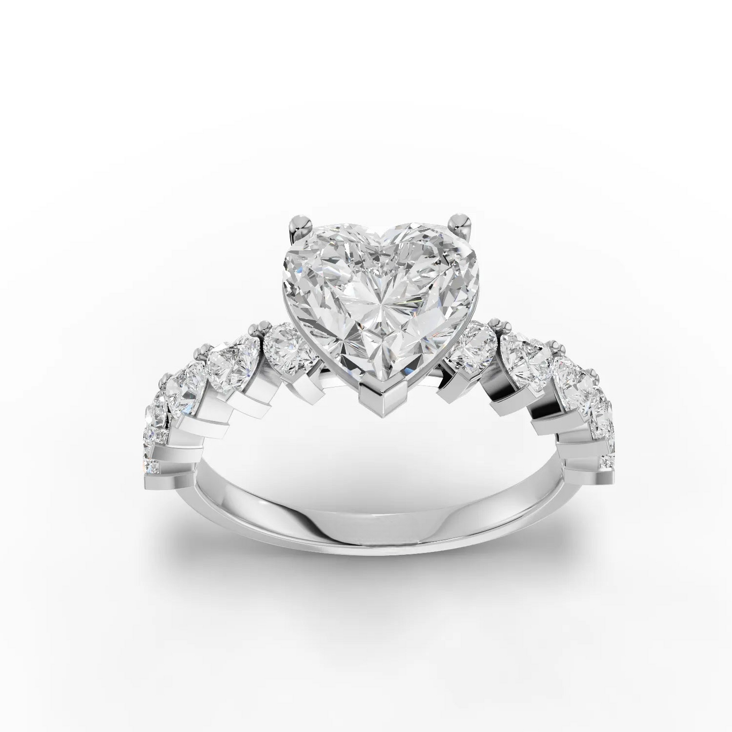 2 Carat Center Heart Cut Moissanite Diamond Engagement Ring