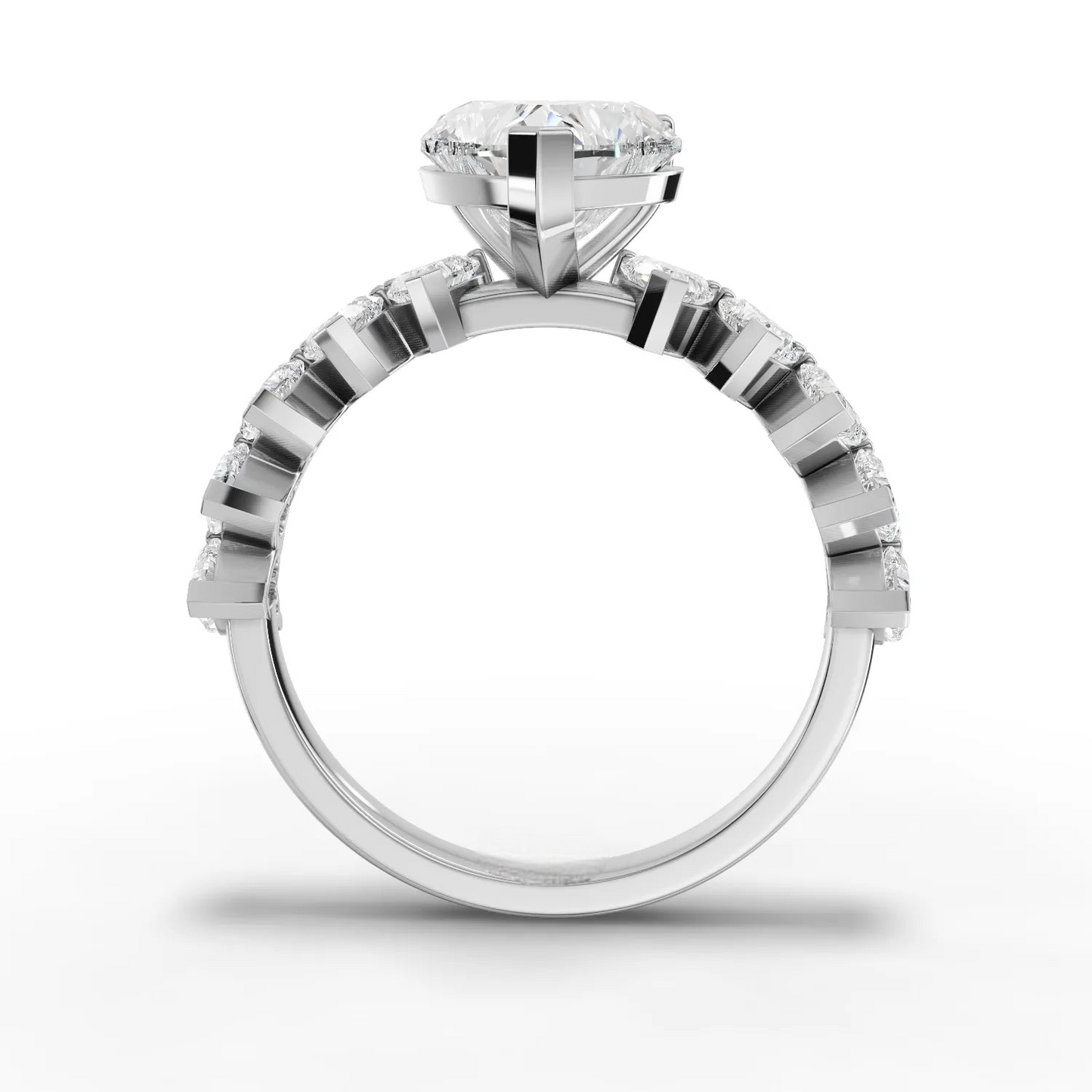2 Carat Center Heart Cut Moissanite Diamond Engagement Ring