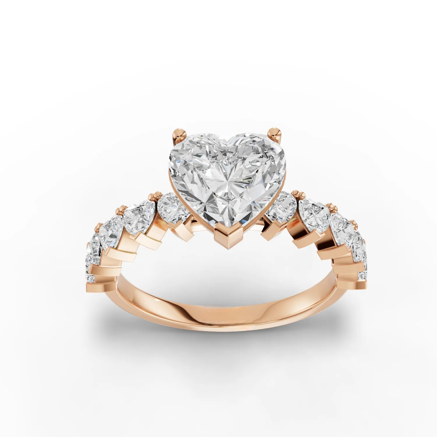 2 Carat Center Heart Cut Moissanite Diamond Engagement Ring