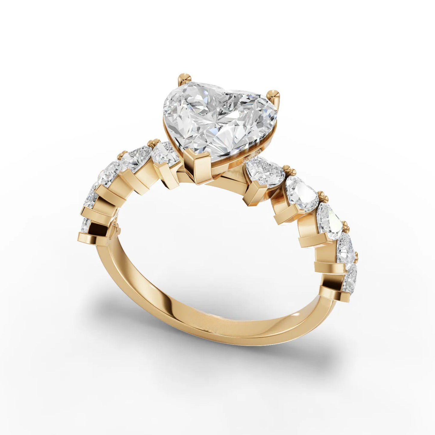2 Carat Center Heart Cut Moissanite Diamond Engagement Ring