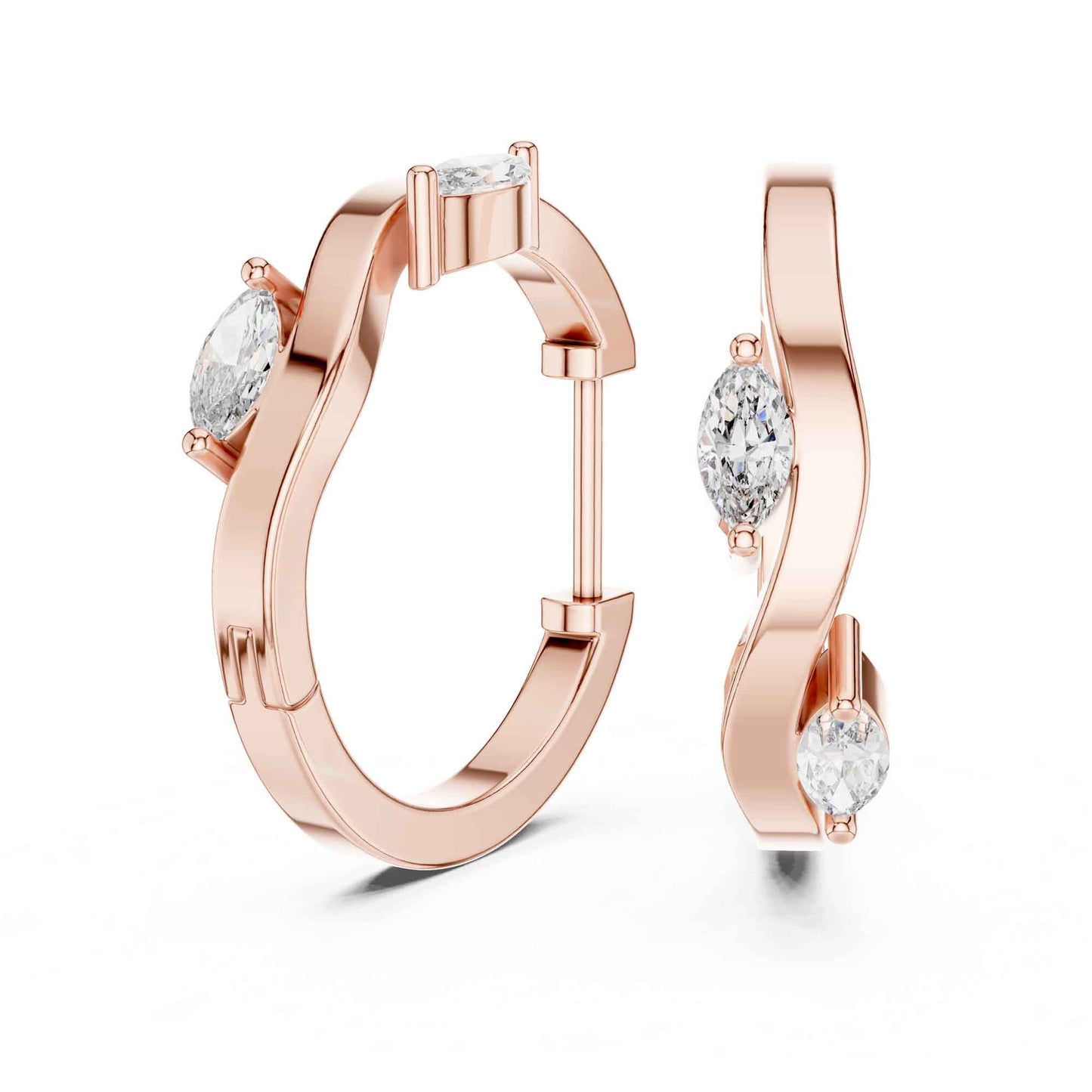 Marquise Cut Lab Grown Diamond Statement Hoop & Huggie Earrings