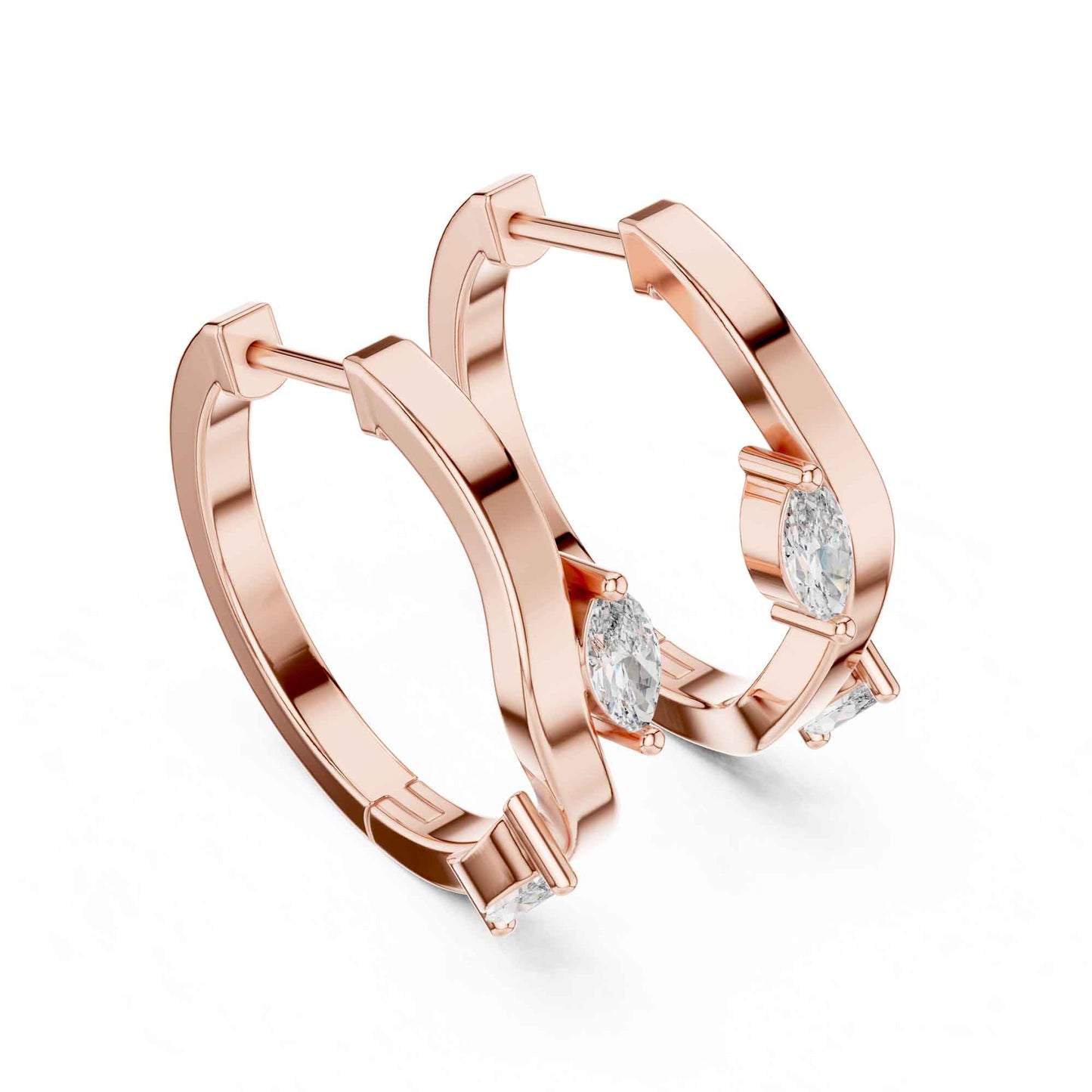 Marquise Cut Lab Grown Diamond Statement Hoop & Huggie Earrings