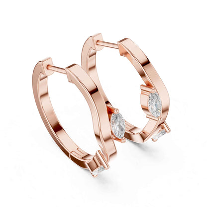 Marquise Cut Lab Grown Diamond Statement Hoop & Huggie Earrings