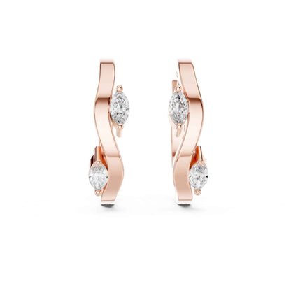 Marquise Cut Lab Grown Diamond Statement Hoop & Huggie Earrings