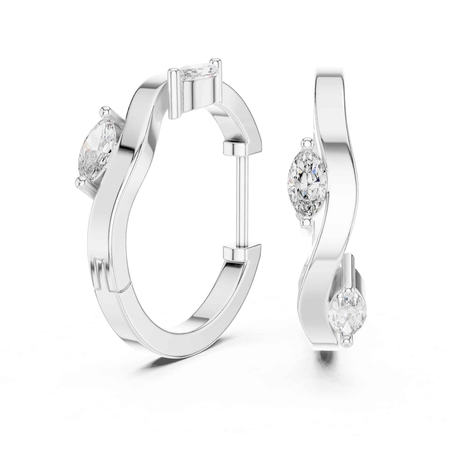 Marquise Cut Lab Grown Diamond Statement Hoop & Huggie Earrings