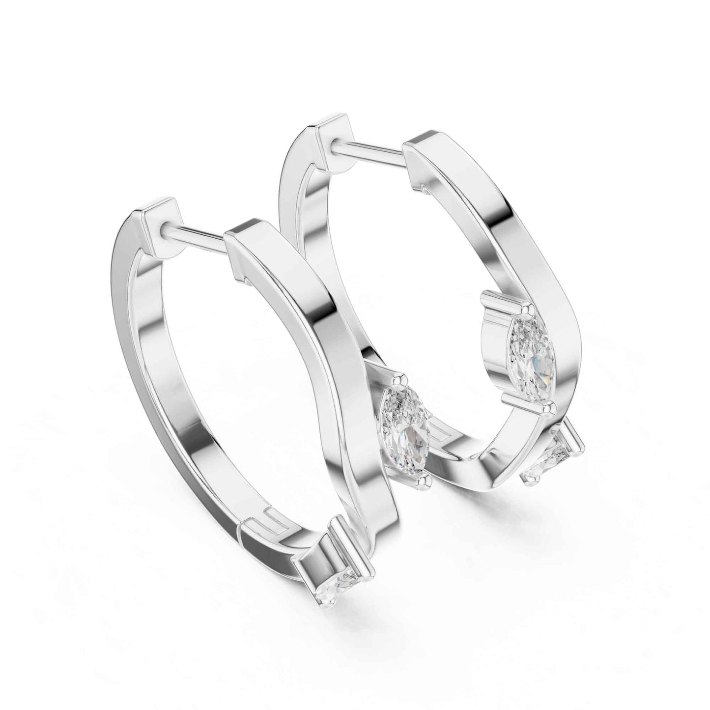 Marquise Cut Lab Grown Diamond Statement Hoop & Huggie Earrings