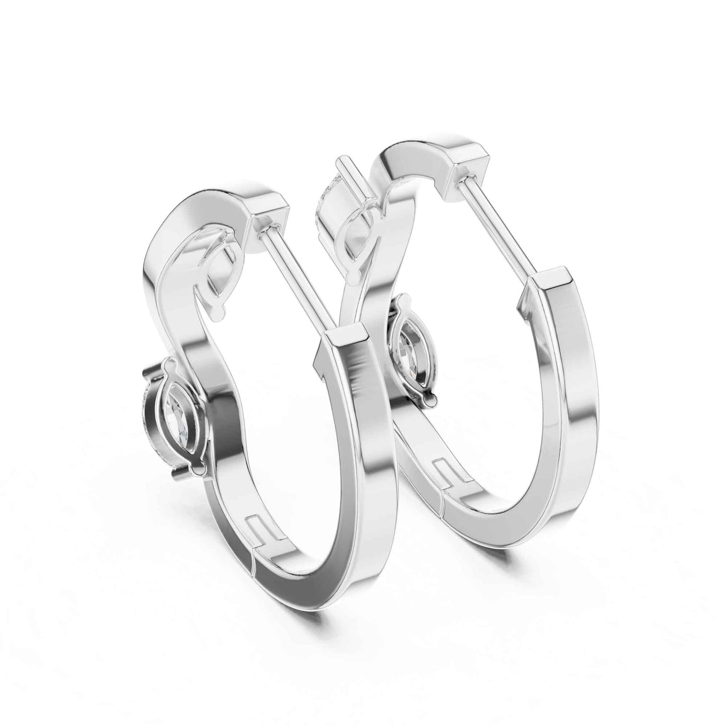 Marquise Cut Lab Grown Diamond Statement Hoop & Huggie Earrings