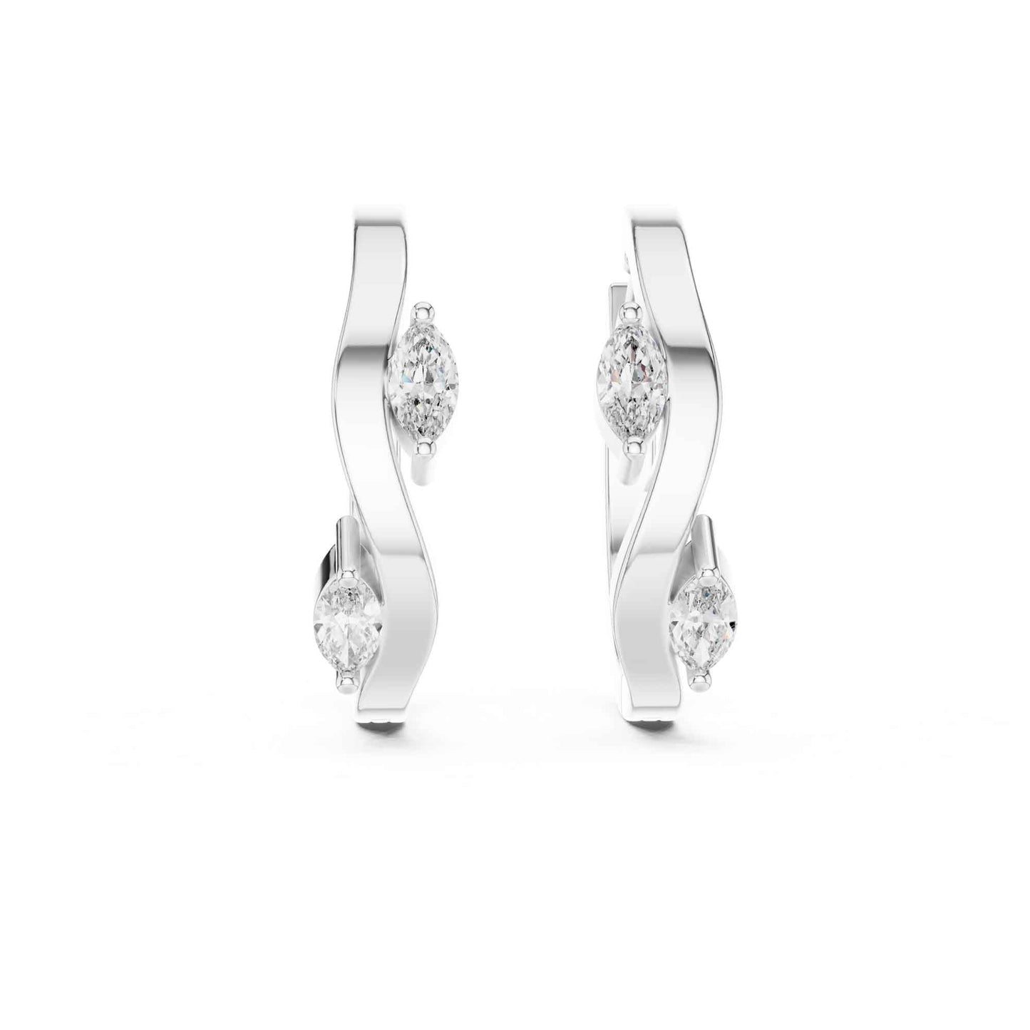 Marquise Cut Lab Grown Diamond Statement Hoop & Huggie Earrings