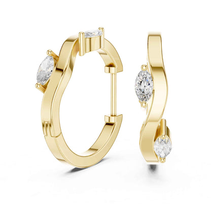 Marquise Cut Lab Grown Diamond Statement Hoop & Huggie Earrings