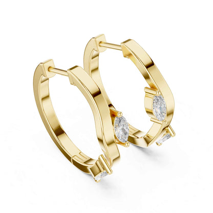 Marquise Cut Lab Grown Diamond Statement Hoop & Huggie Earrings