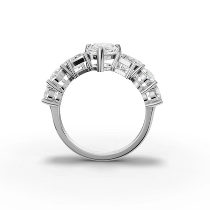 4.5 Carat Pear, Round, Emerald Cut Moissanite Diamond Engagement Ring