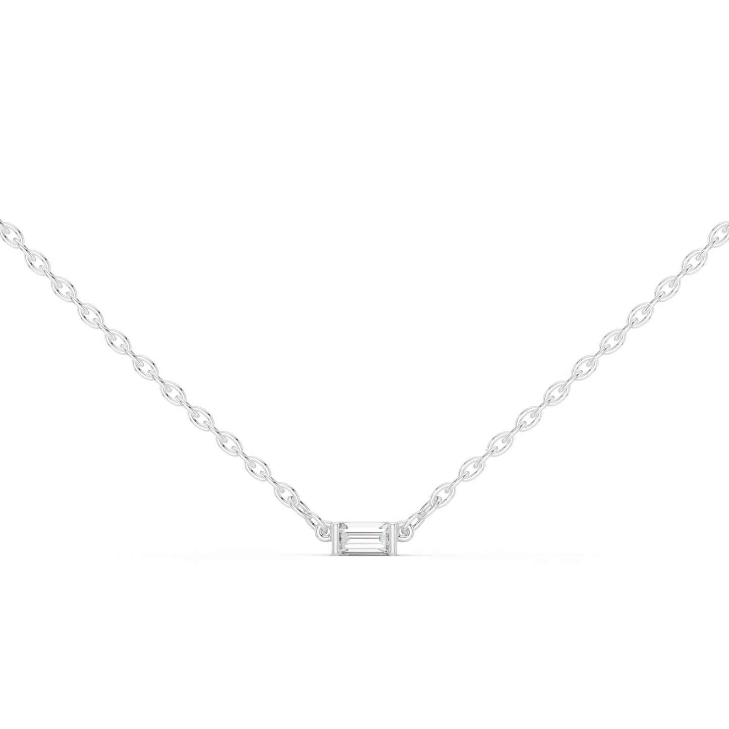 Emerald Cut Solitaire Bar Lab Grown Diamond Chain & Pendant