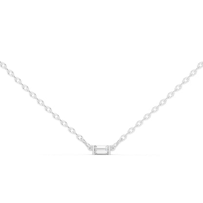 Emerald Cut Solitaire Bar Lab Grown Diamond Chain & Pendant