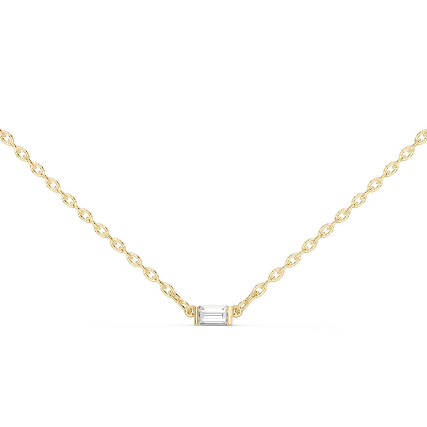 Emerald Cut Solitaire Bar Lab Grown Diamond Chain & Pendant
