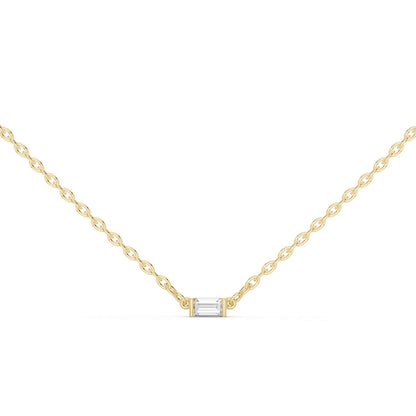 Emerald Cut Solitaire Bar Lab Grown Diamond Chain & Pendant