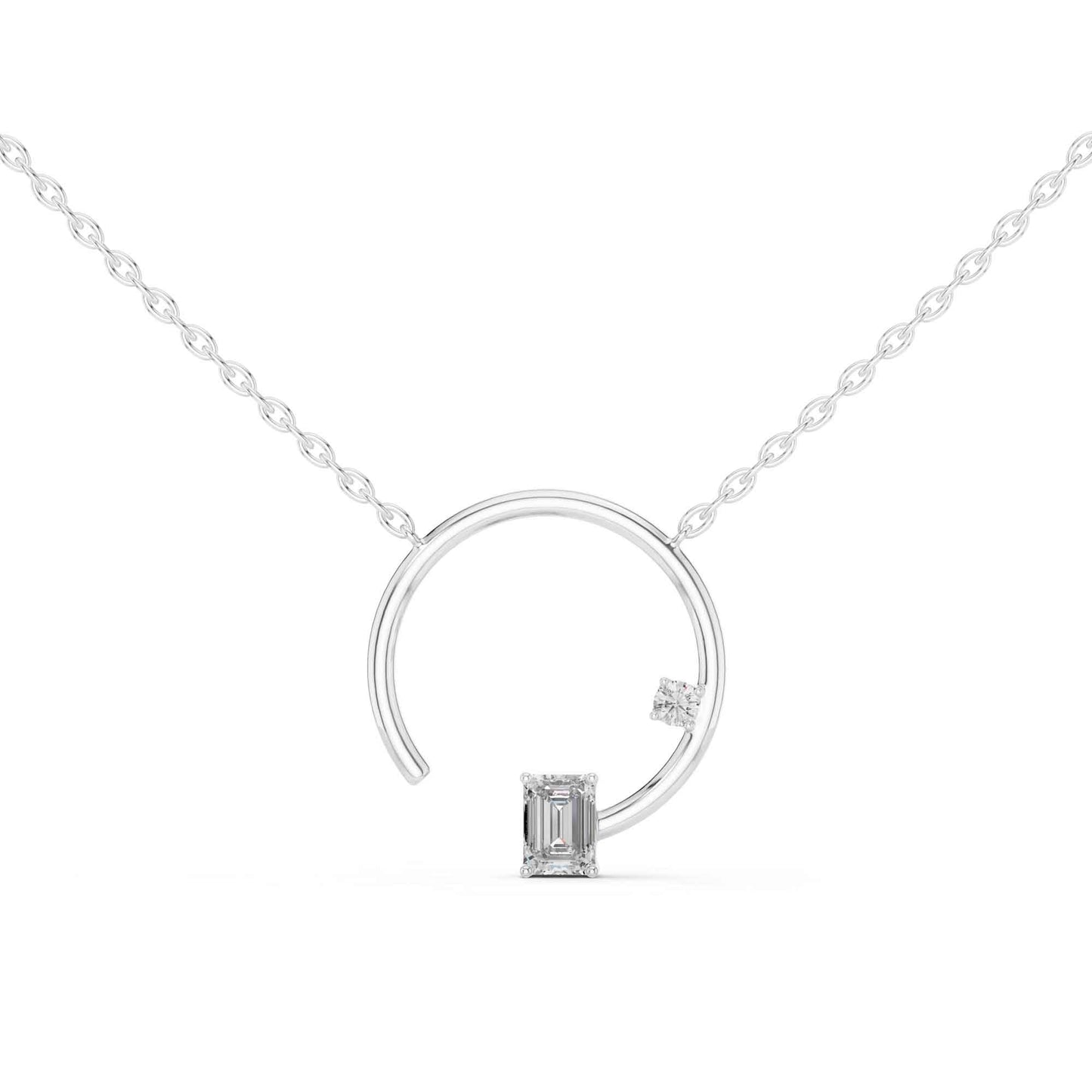 Emerald Cut Lab Grown Diamond Drop Chain & Pendant