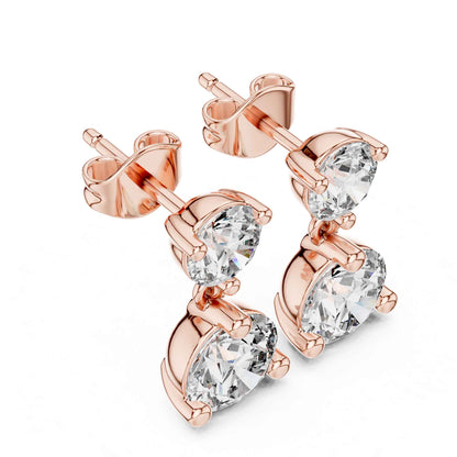 Classic Duo Round Lab Grown Diamond Drop & Dangle Earrings