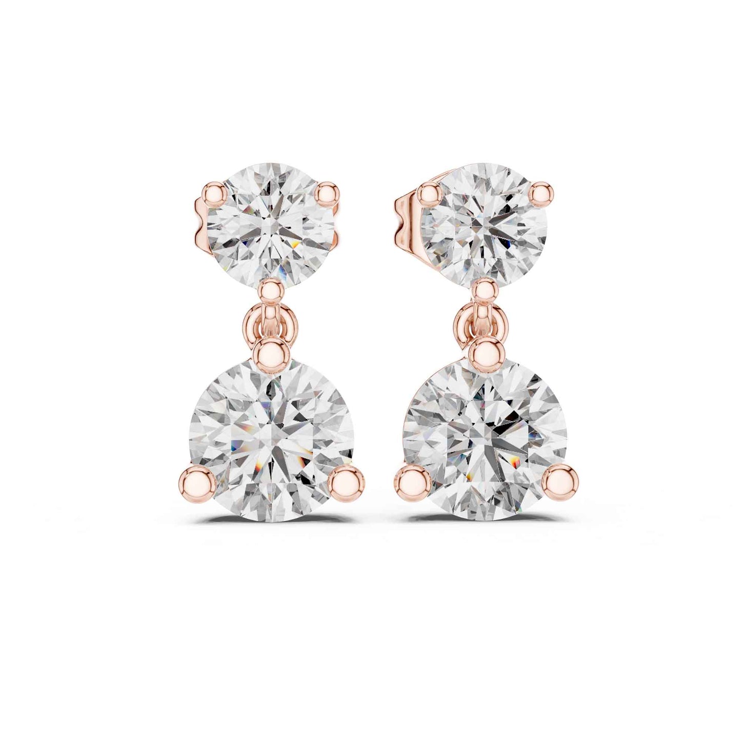 Classic Duo Round Lab Grown Diamond Drop & Dangle Earrings