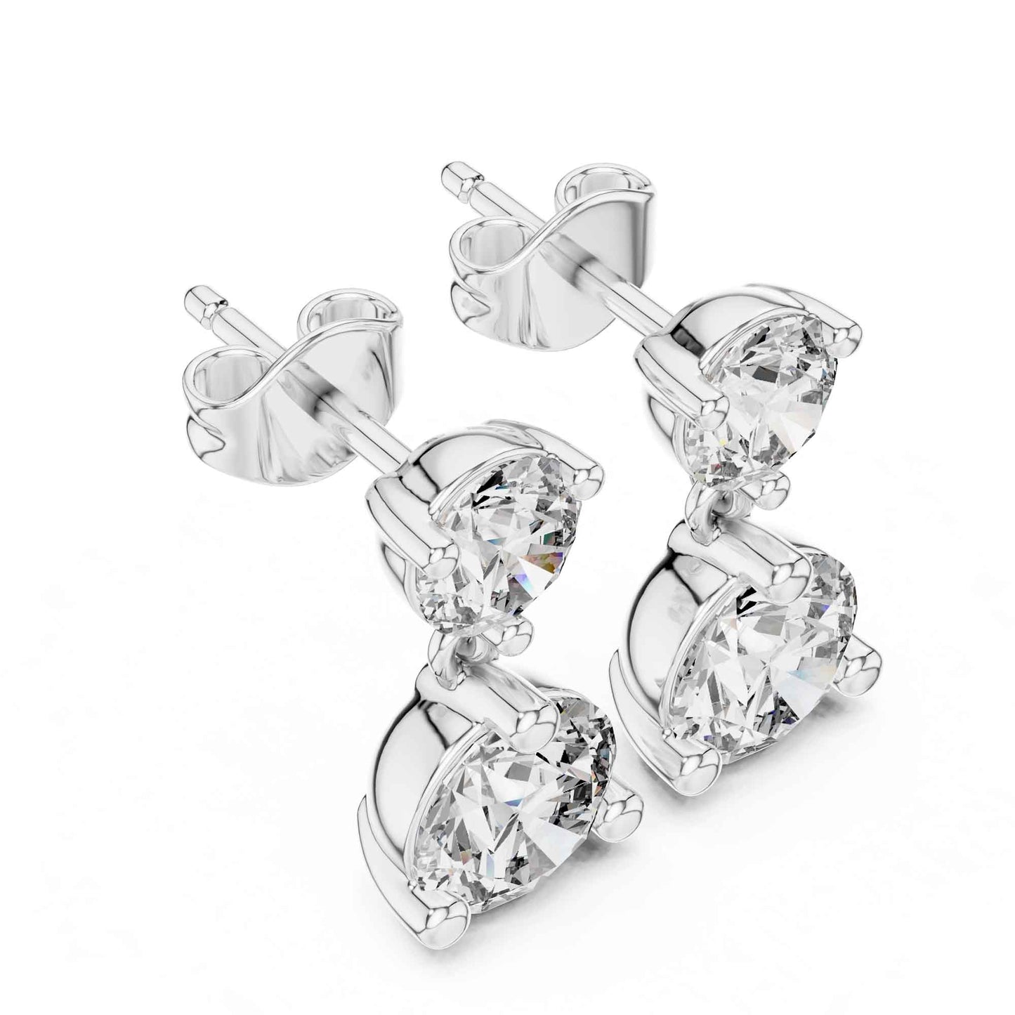 Classic Duo Round Lab Grown Diamond Drop & Dangle Earrings