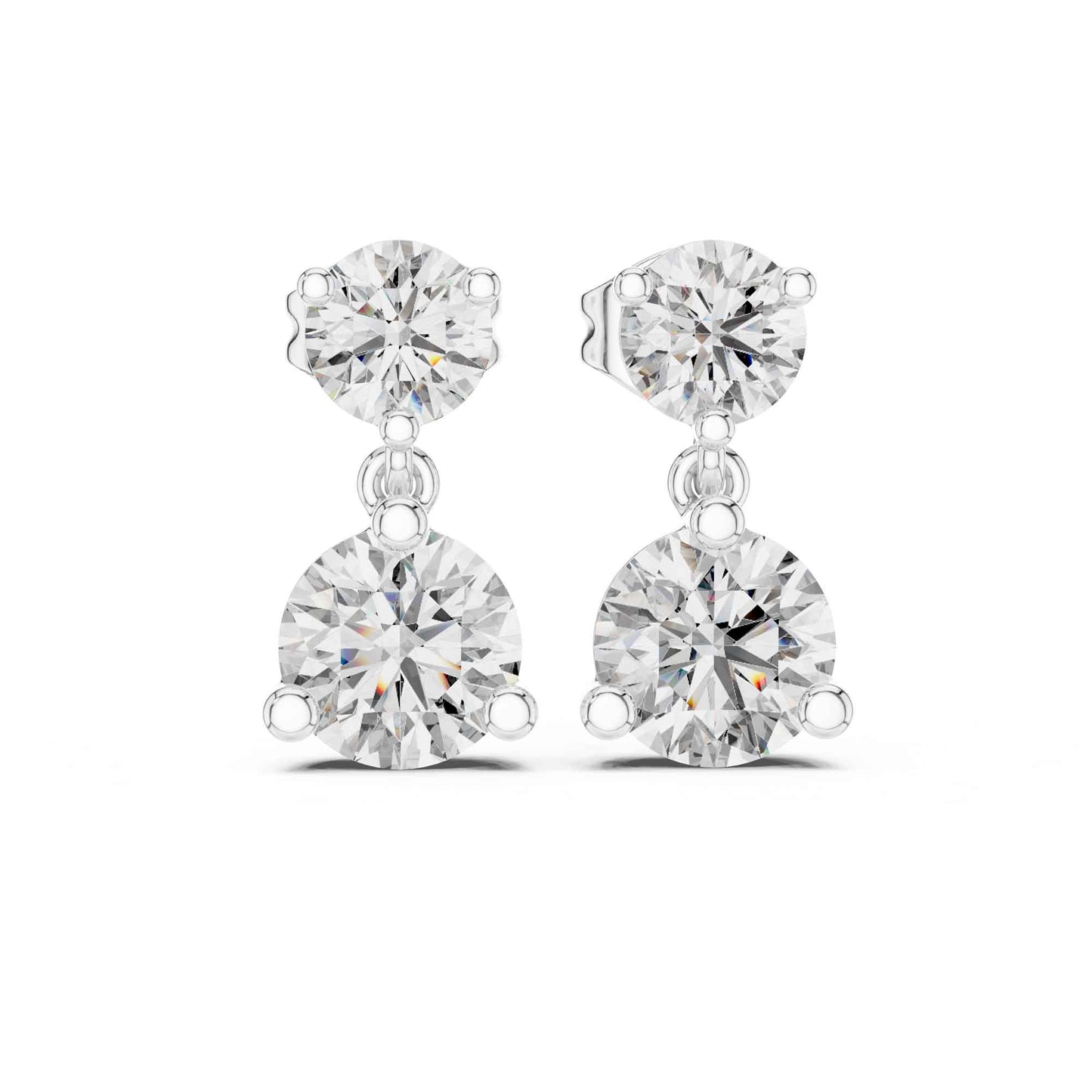 Classic Duo Round Lab Grown Diamond Drop & Dangle Earrings
