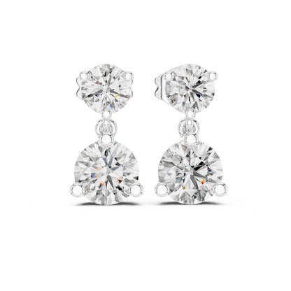 Classic Duo Round Lab Grown Diamond Drop & Dangle Earrings