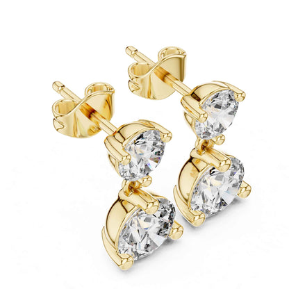 Classic Duo Round Lab Grown Diamond Drop & Dangle Earrings