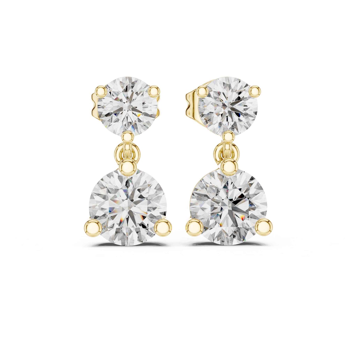 Classic Duo Round Lab Grown Diamond Drop & Dangle Earrings