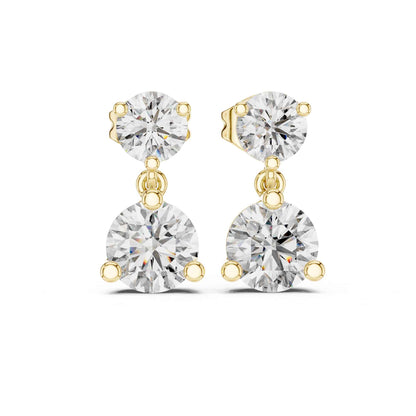 Classic Duo Round Lab Grown Diamond Drop & Dangle Earrings