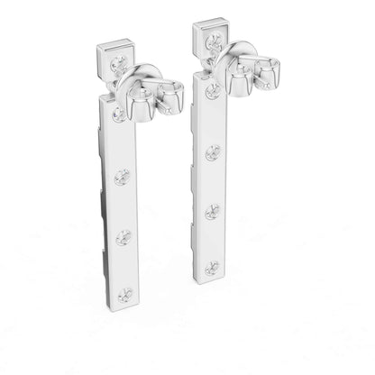 Round Cut Lab Grown Diamond Long Vertical Bar Drop & Dangle Earrings