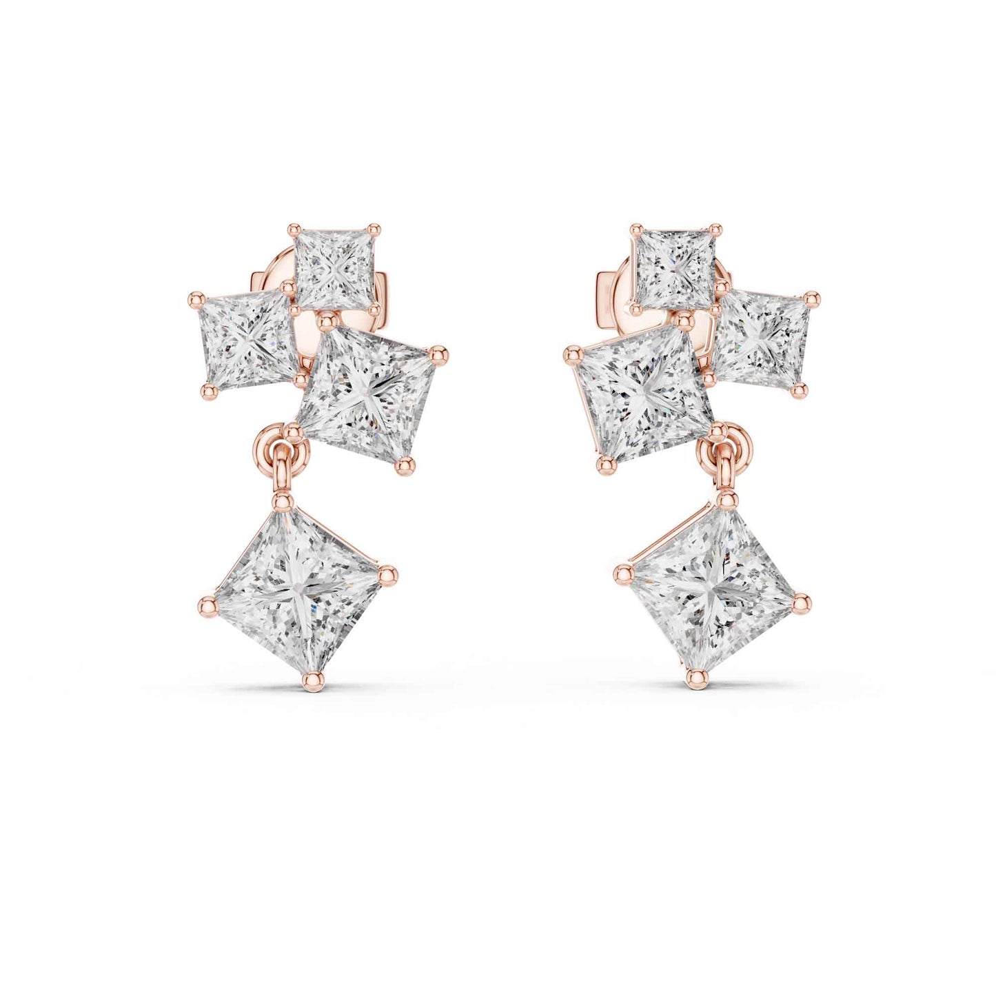 Starlight Princess Cut Lab Grown Diamond Drop & Dangle Earrings