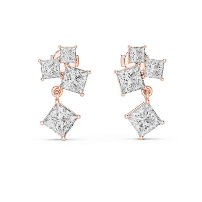Starlight Princess Cut Lab Grown Diamond Drop & Dangle Earrings