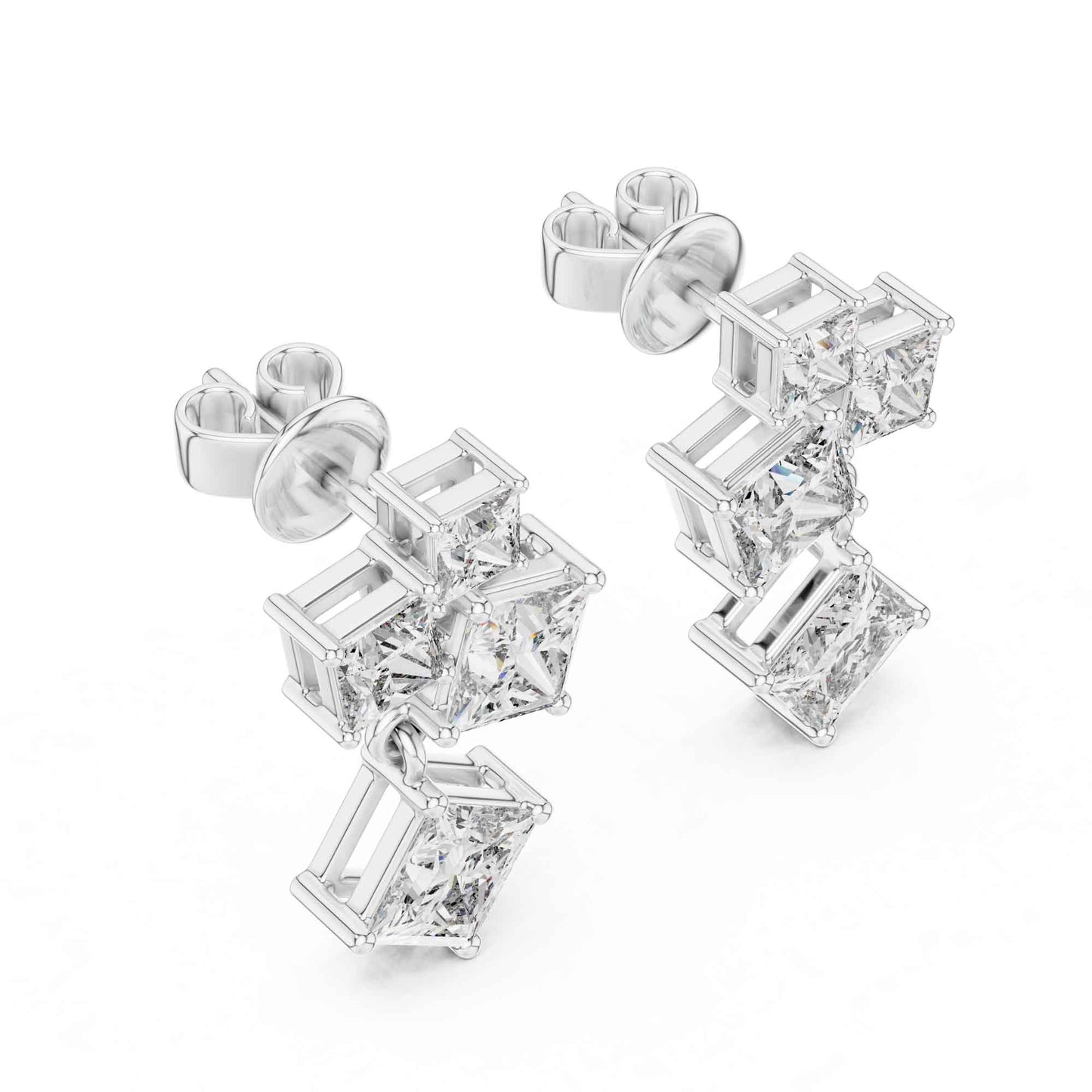 Starlight Princess Cut Lab Grown Diamond Drop & Dangle Earrings
