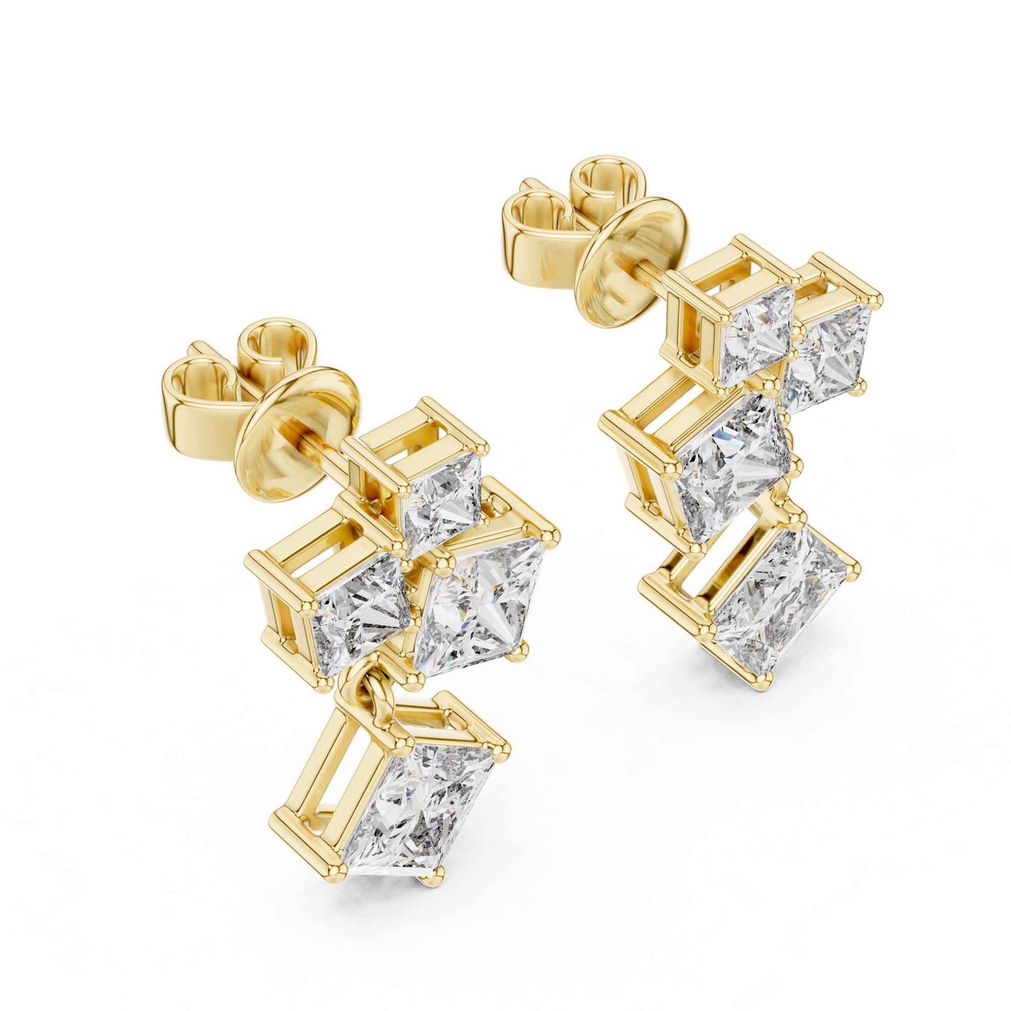 Starlight Princess Cut Lab Grown Diamond Drop & Dangle Earrings