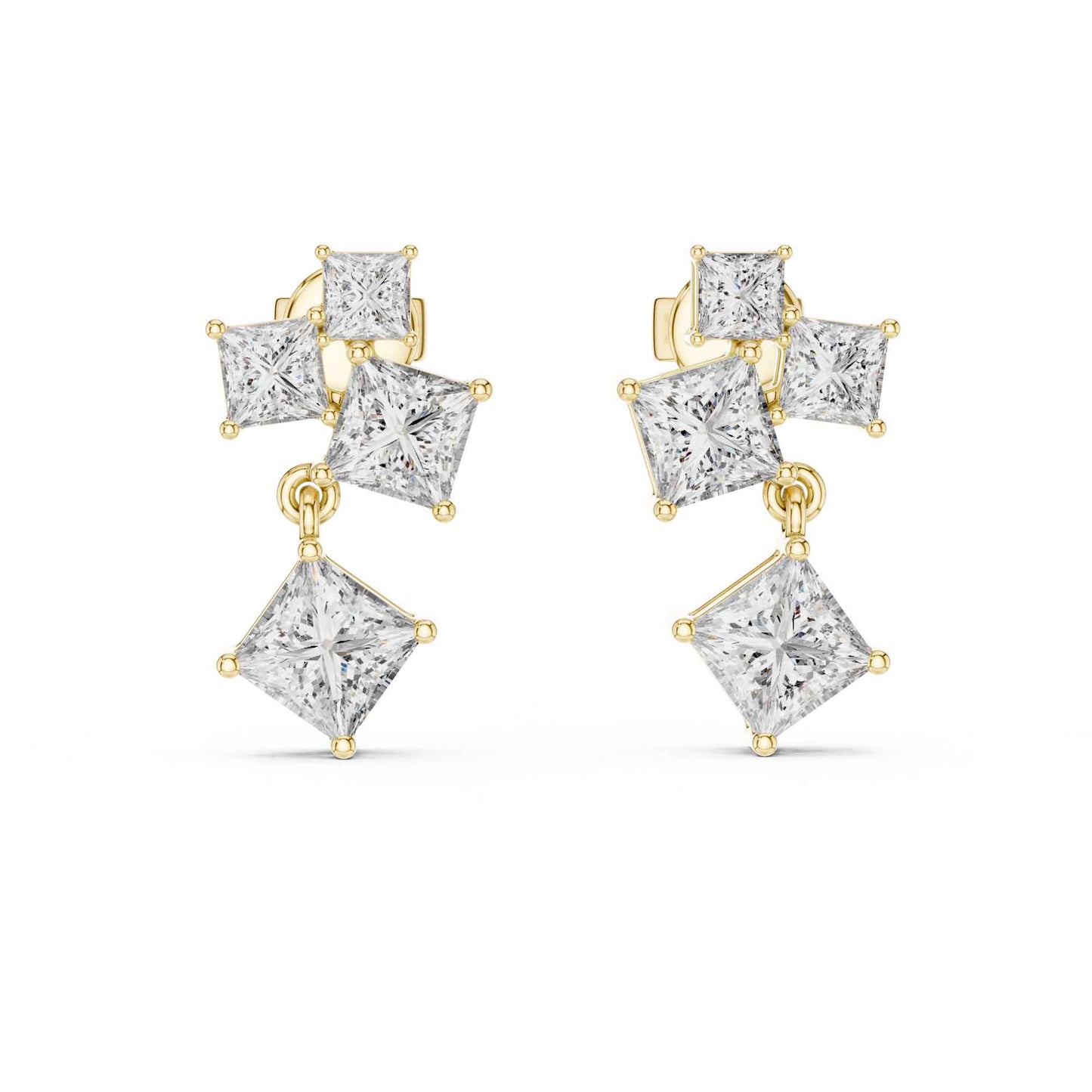 Starlight Princess Cut Lab Grown Diamond Drop & Dangle Earrings