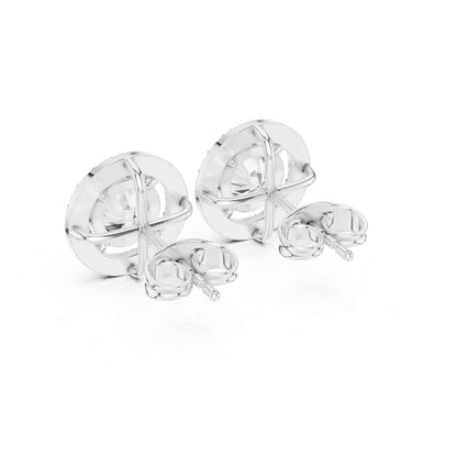 Round Brilliant Cut Lab Grown Diamond Halo Stud Earrings