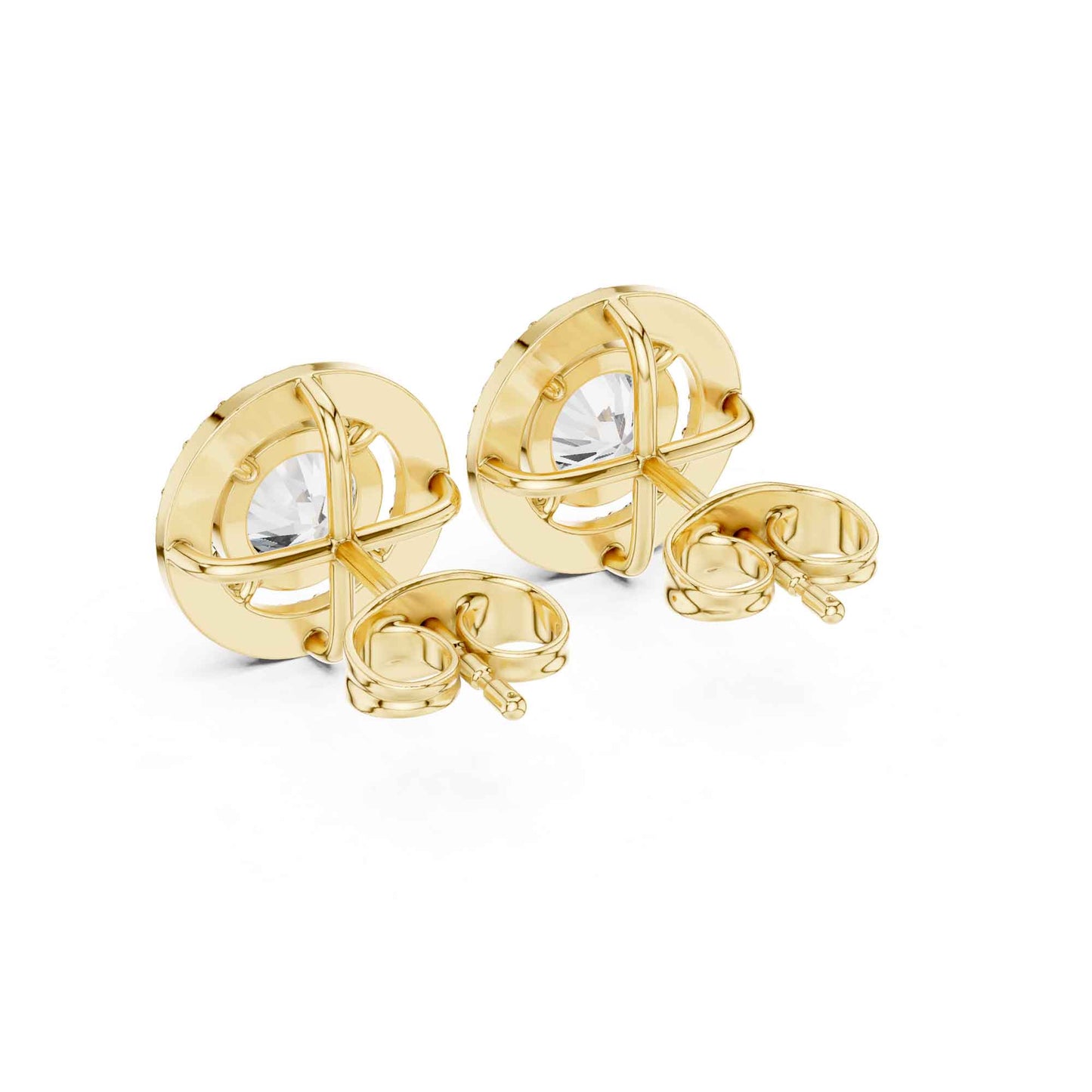 Round Brilliant Cut Lab Grown Diamond Halo Stud Earrings